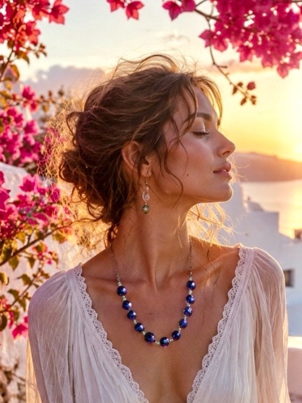 Ethereal Iridescent Peacock Violet Faceted Statement Necklace Mystical Boho